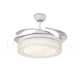 Ventilador de techo hueco, moderno y contemporáneo, con control remoto, pantalla acrílica, motor silencioso de cobre puro, 108 cm (42") x 91 cm (36")