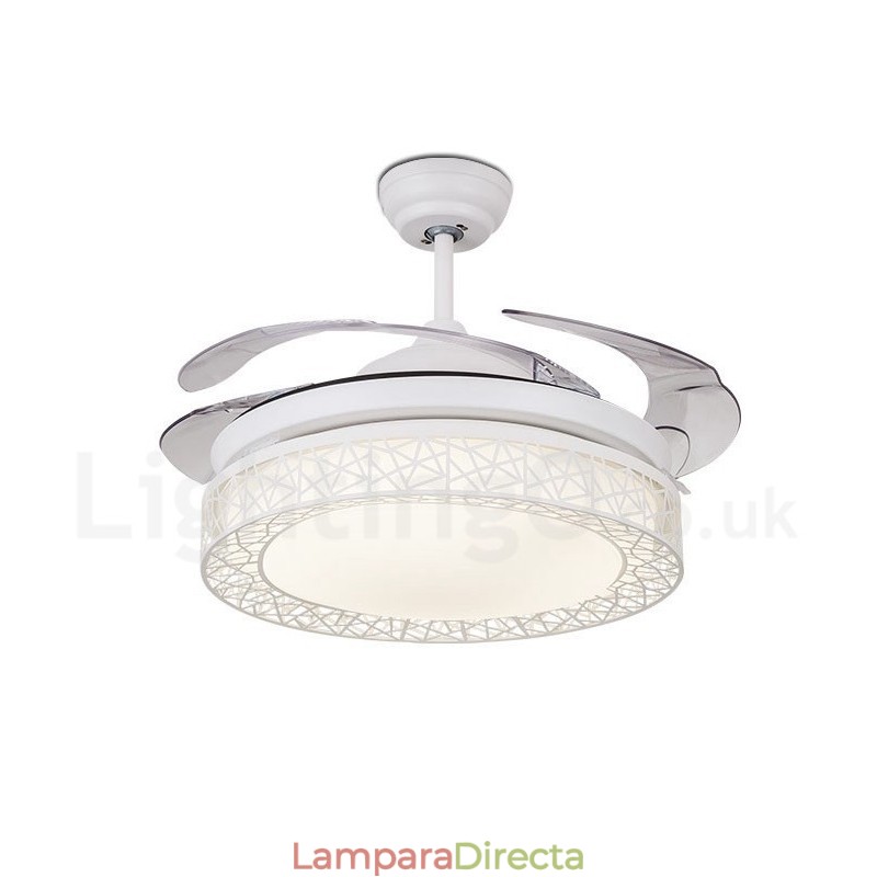 Ventilador de techo hueco, moderno y contemporáneo, con control remoto, pantalla acrílica, motor silencioso de cobre puro, 108 cm (42") x 91 cm (36")