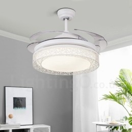 Ventilador de techo hueco, moderno y contemporáneo, con control remoto, pantalla acrílica, motor silencioso de cobre puro, 108 cm (42") x 91 cm (36")