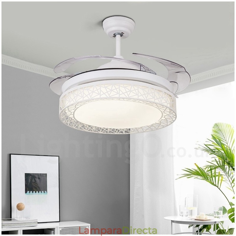 Ventilador de techo hueco, moderno y contemporáneo, con control remoto, pantalla acrílica, motor silencioso de cobre puro, 108 cm (42") x 91 cm (36")