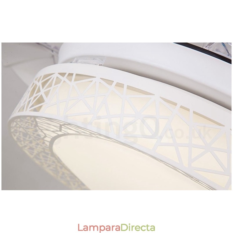 Ventilador de techo hueco, moderno y contemporáneo, con control remoto, pantalla acrílica, motor silencioso de cobre puro, 108 cm (42") x 91 cm (36")