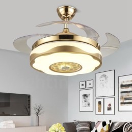 Ventilador de techo moderno y contemporáneo, con control remoto, color dorado, pantalla acrílica, motor silencioso de cobre puro, 108 cm (42") x 91 cm (36")