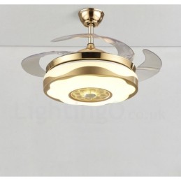 Ventilador de techo moderno y contemporáneo, con control remoto, color dorado, pantalla acrílica, motor silencioso de cobre puro, 108 cm (42") x 91 cm (36")