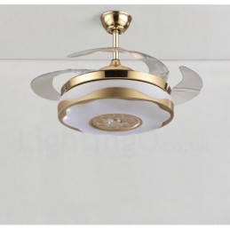 Ventilador de techo moderno y contemporáneo, con control remoto, color dorado, pantalla acrílica, motor silencioso de cobre puro, 108 cm (42") x 91 cm (36")