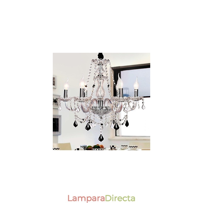 Lámpara de araña de lujo de 6 luces con velas