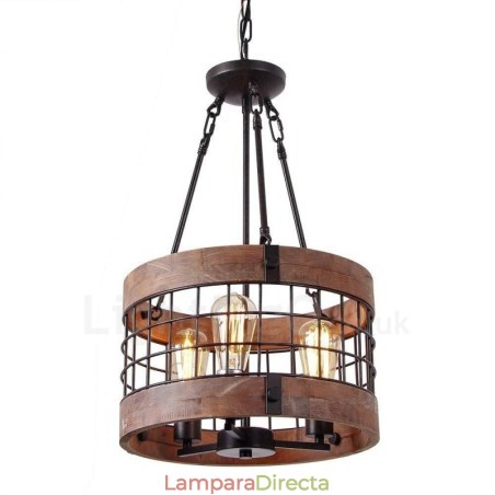 Lámpara colgante de madera vintage de 3 luces con forma de tambor, estilo industrial, estilo loft, de madera, estilo lineal. Lámpara colgante de madera vintage de 3 luces con forma de tambor, estilo industrial, estilo loft, de madera, estilo lineal.