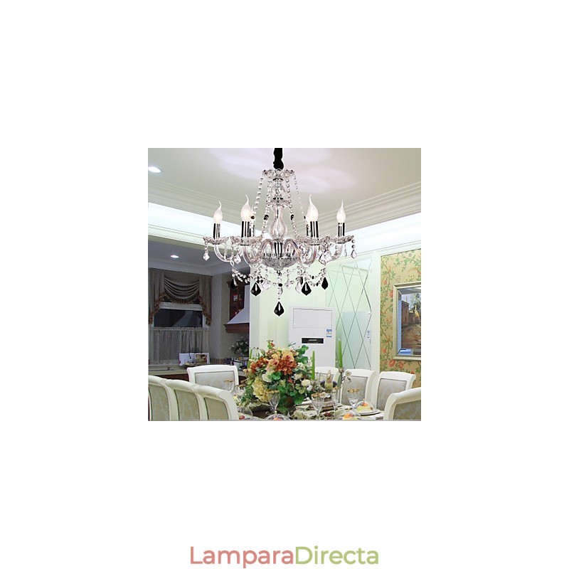 Lámpara de araña de lujo de 6 luces con velas