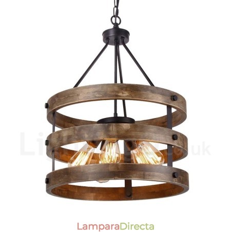 Lámpara colgante de madera vintage con 5 luces, estilo industrial, estilo loft, de madera, con forma de tambor. Lámpara colgante de madera vintage con 5 luces, estilo industrial, estilo loft, de madera, con forma de tambor.