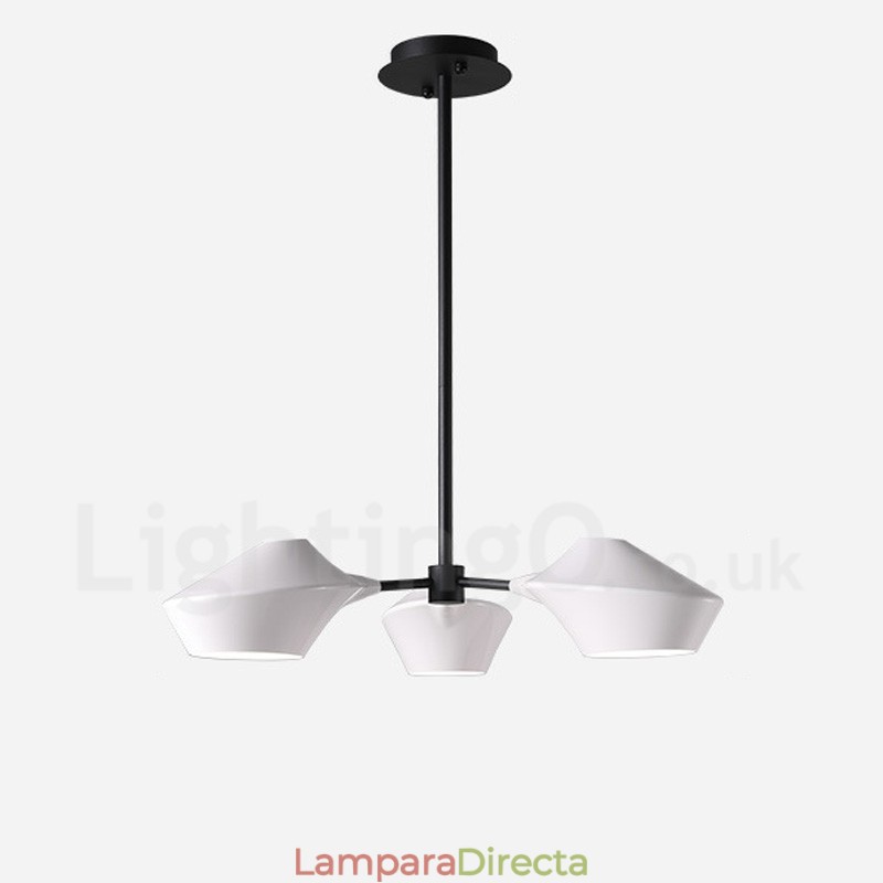 Lámpara de araña retro lineal de 3 luces con pantallas acrílicas para exteriores y garaje