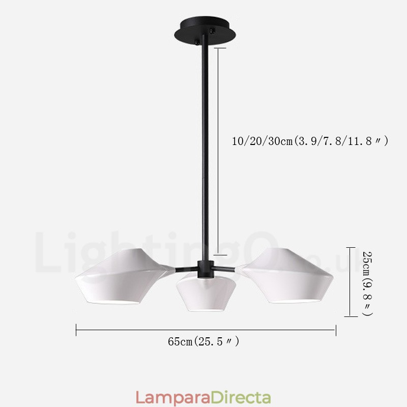 Lámpara de araña retro lineal de 3 luces con pantallas acrílicas para exteriores y garaje