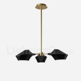 Lámpara de araña retro lineal de 3 luces con pantallas acrílicas para exteriores y garaje
