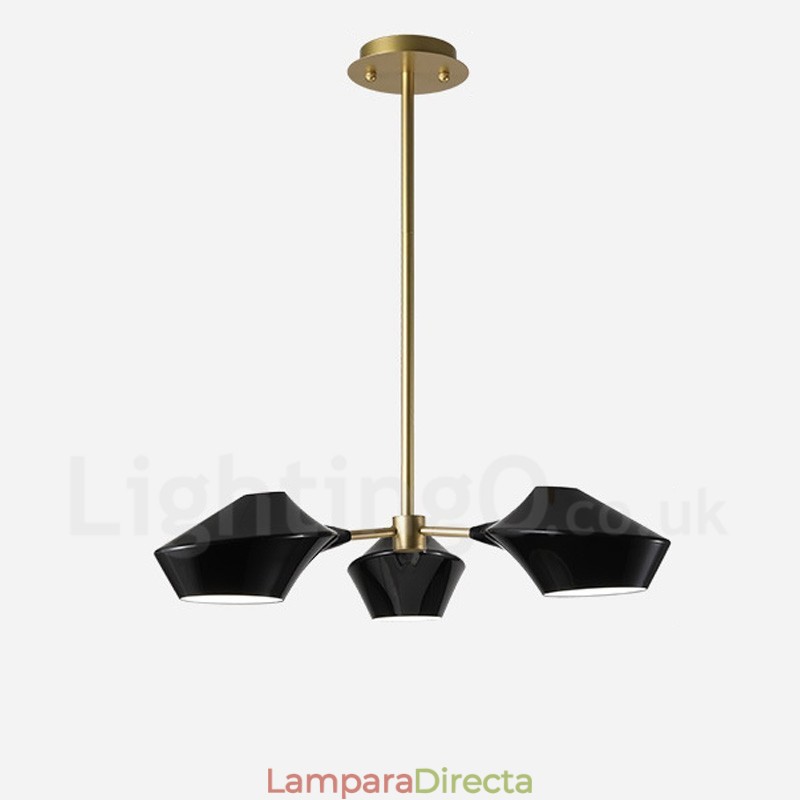 Lámpara de araña retro lineal de 3 luces con pantallas acrílicas para exteriores y garaje