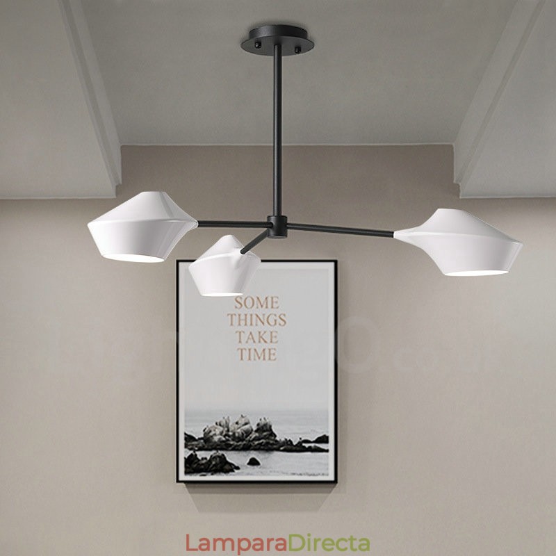 Lámpara de araña retro lineal de 3 luces con pantallas acrílicas para exteriores y garaje