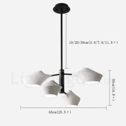 Lámpara de araña retro lineal de dos niveles, 4 luces y pantallas acrílicas para exteriores y garaje.