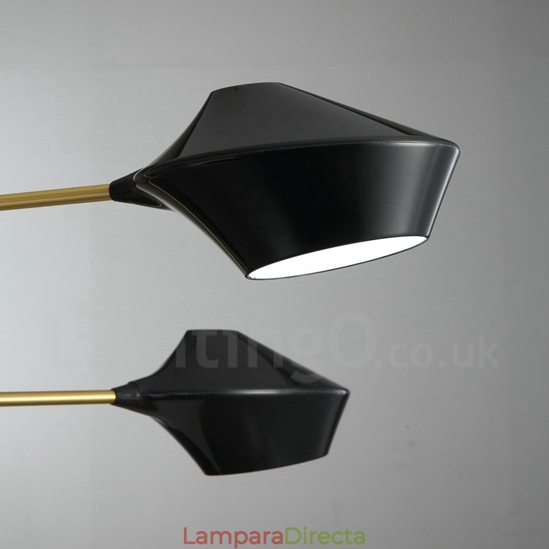 Lámpara de araña retro lineal de dos niveles, 4 luces y pantallas acrílicas para exteriores y garaje.
