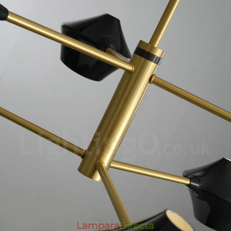 Lámpara de araña retro lineal multicolor de 2 niveles y 6 luces con pantallas acrílicas para exteriores y garajes.