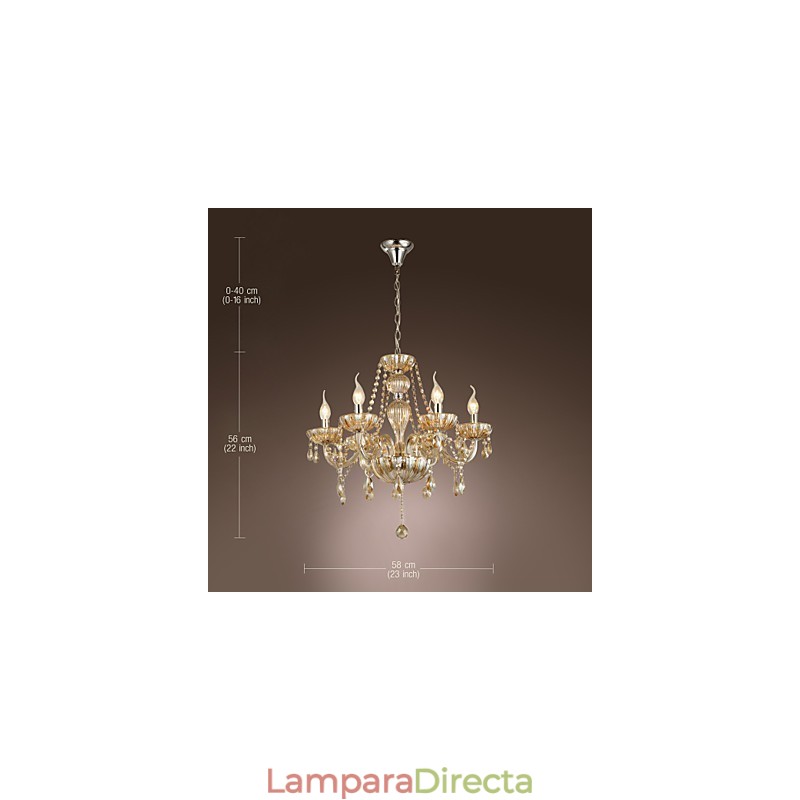 Lámpara de araña clásica tradicional de cristal galvanizado