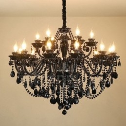 Candelabro elegante de cristal negro de 18 (12+6) luces