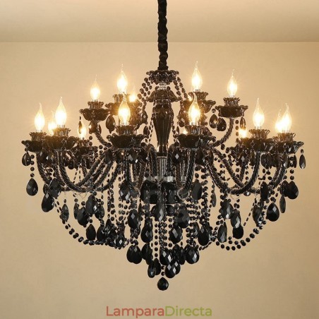 Candelabro elegante de cristal negro de 18 (12+6) luces Candelabro elegante de cristal negro de 18 (12+6) luces