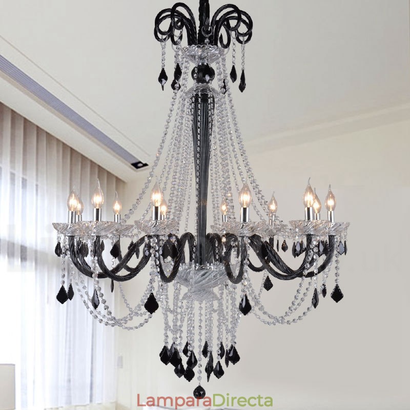 Candelabro de cristal negro