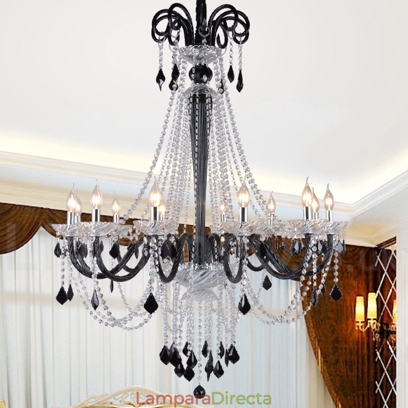 Candelabro de cristal negro