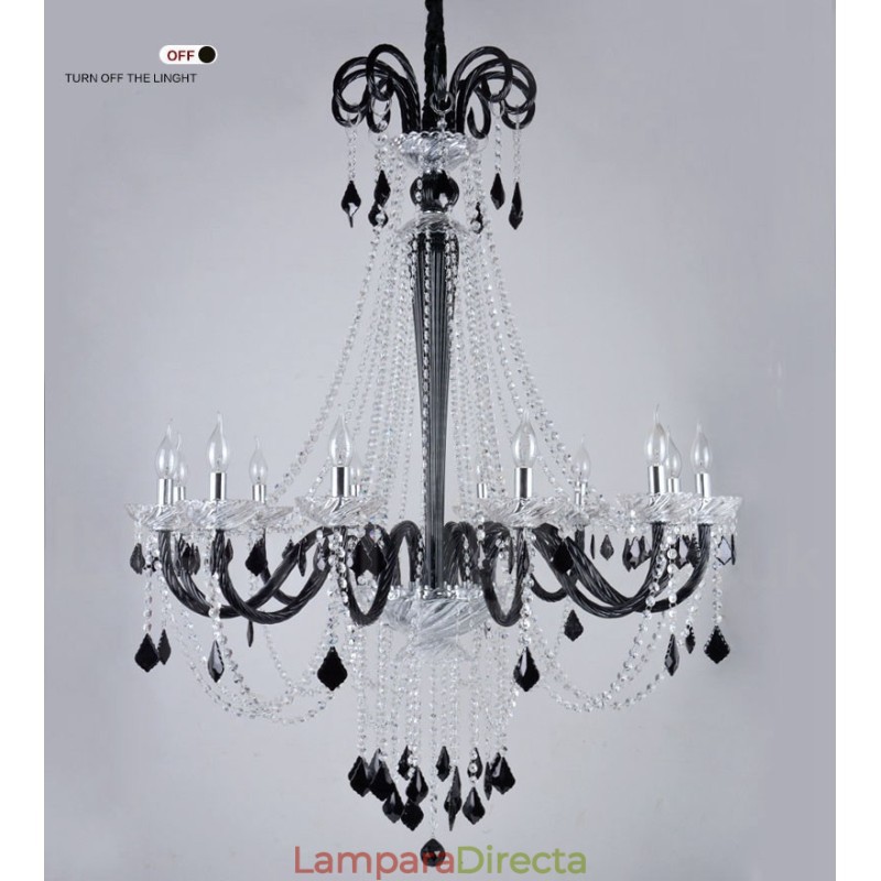 Candelabro de cristal negro