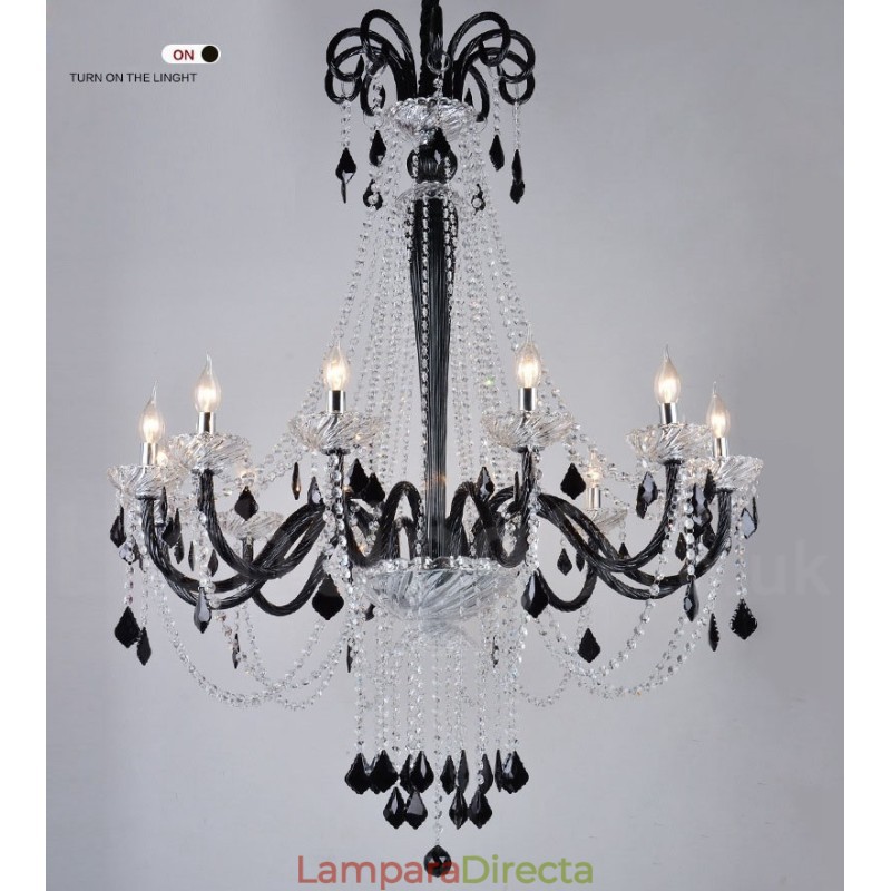 Candelabro de cristal negro