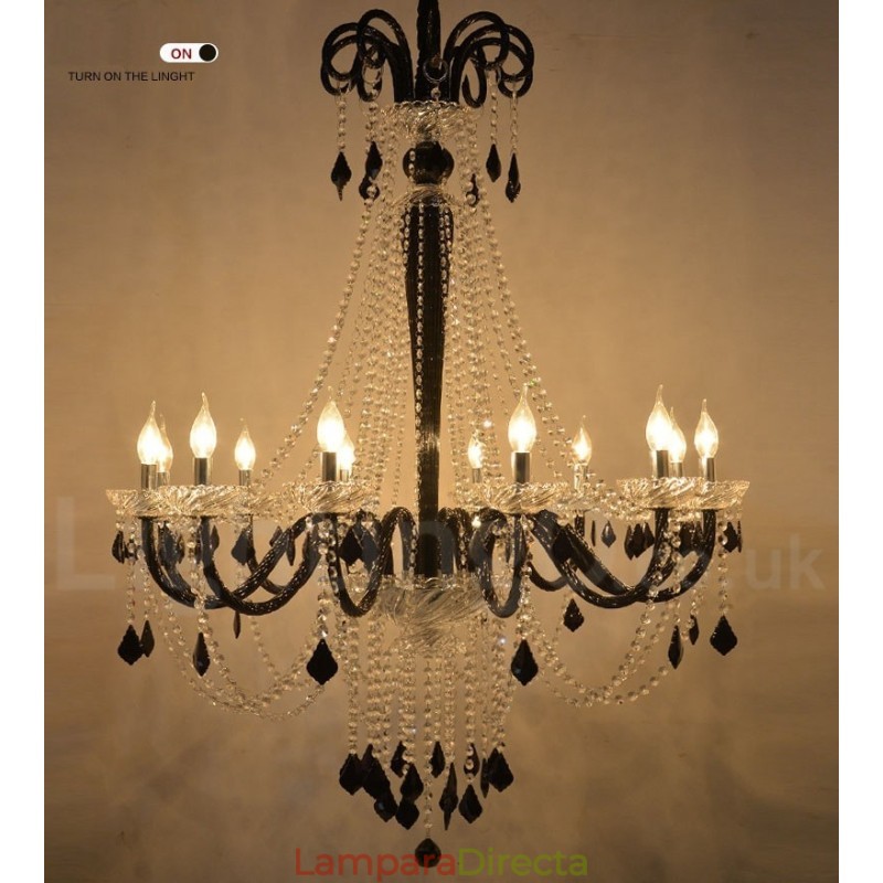 Candelabro de cristal negro
