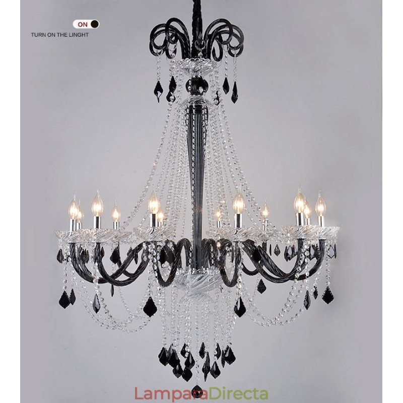Candelabro de cristal negro