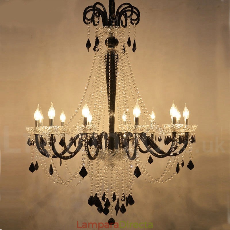 Candelabro de cristal negro