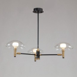 Lámpara de araña de 3 luces estilo mini, estilo uplight, con acabado galvanizado y pintado, y pantallas de vidrio.