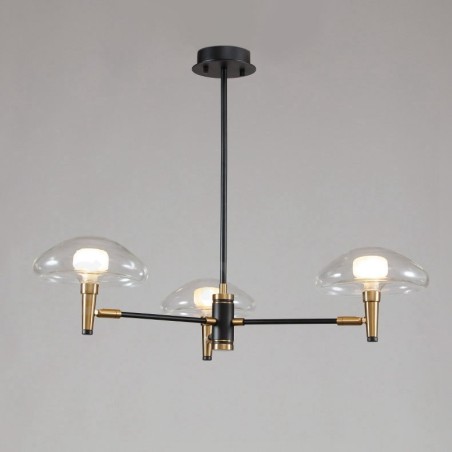 Lámpara de araña de 3 luces estilo mini, estilo uplight, con acabado galvanizado y pintado, y pantallas de vidrio. Lámpara de araña de 3 luces estilo mini, estilo uplight, con acabado galvanizado y pintado, y pantallas de vidrio.