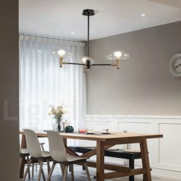 Lámpara de araña de 3 luces estilo mini, estilo uplight, con acabado galvanizado y pintado, y pantallas de vidrio.
