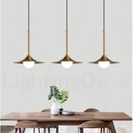 Lámpara colgante estilo industrial, estilo mini, dorada, galvanizada, con acabado pintado y pantalla de vidrio.