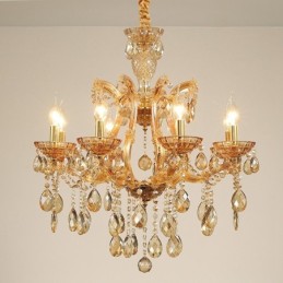 Candelabro de cristal ámbar de 8 luces