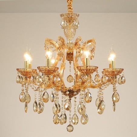 Candelabro de cristal ámbar de 8 luces Candelabro de cristal ámbar de 8 luces