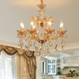 Candelabro de cristal ámbar de 8 luces