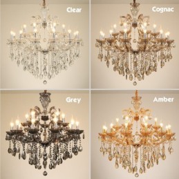Candelabro de cristal ámbar de 8 luces