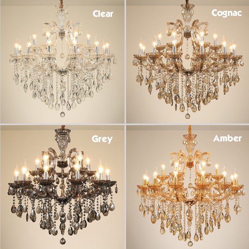 Candelabro de cristal ámbar de 8 luces