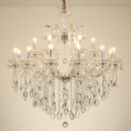 Candelabro de cristal transparente de 18 (12+6) luces