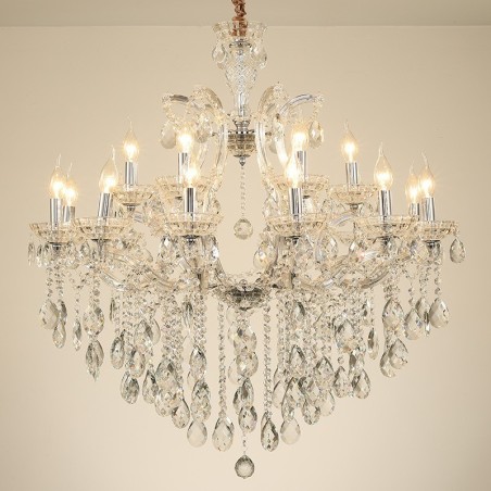 Candelabro de cristal transparente de 18 (12+6) luces Candelabro de cristal transparente de 18 (12+6) luces