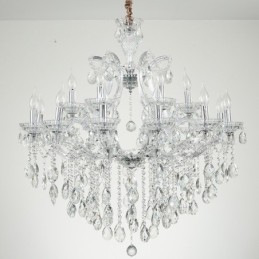 Candelabro de cristal transparente de 18 (12+6) luces