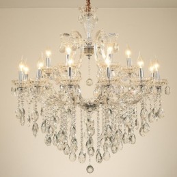Candelabro de cristal transparente de 18 (12+6) luces