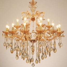 Candelabro de cristal ámbar de 18 (12+6) luces