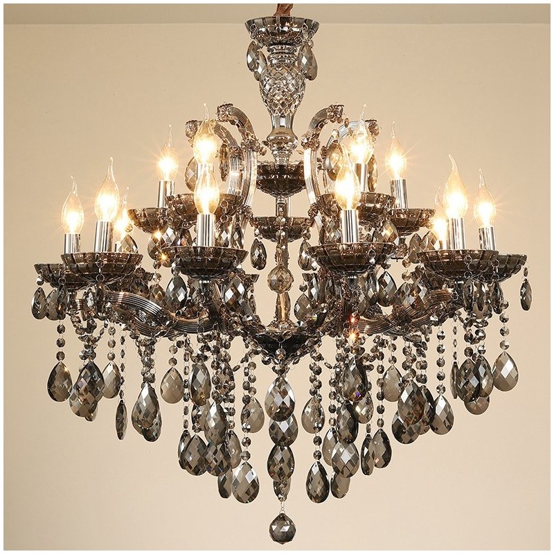 Candelabro de cristal gris claro de 18 (12+6)
