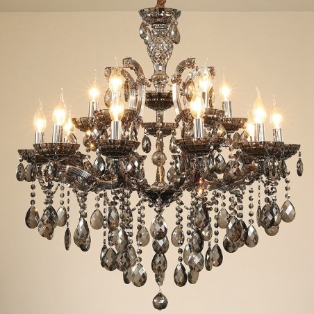 Candelabro de cristal gris claro de 18 (12+6) Candelabro de cristal gris claro de 18 (12+6)