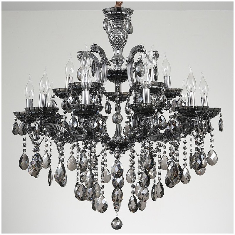 Candelabro de cristal gris claro de 18 (12+6)