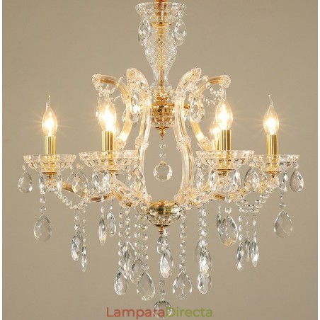 Candelabro de cristal dorado de 6 luces Candelabro de cristal dorado de 6 luces
