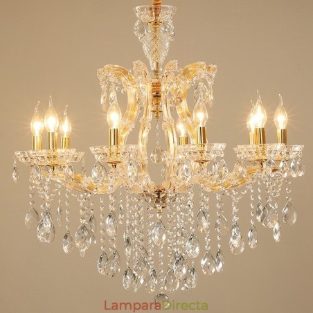 Candelabro de cristal dorado de 10 luces Candelabro de cristal dorado de 10 luces