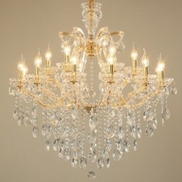 Candelabro de cristal dorado de 18 (12+6) luces
